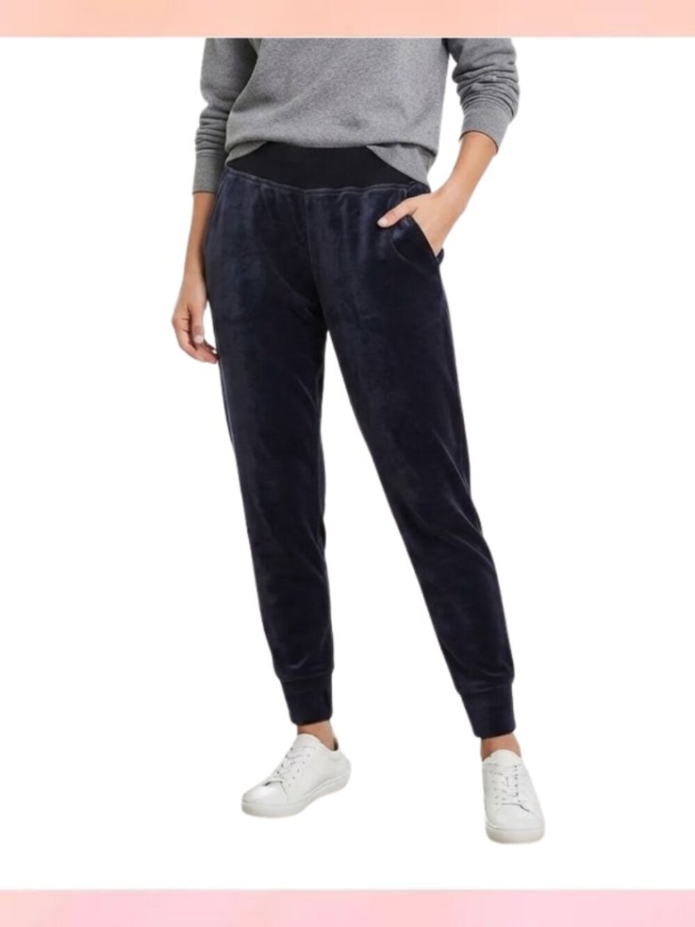 HUE Black Velour Jogger Sweatpants Size Large